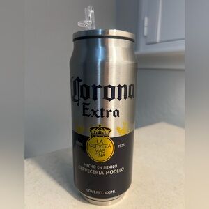 Corona Extra Stainless Steel Beer Can with Straw